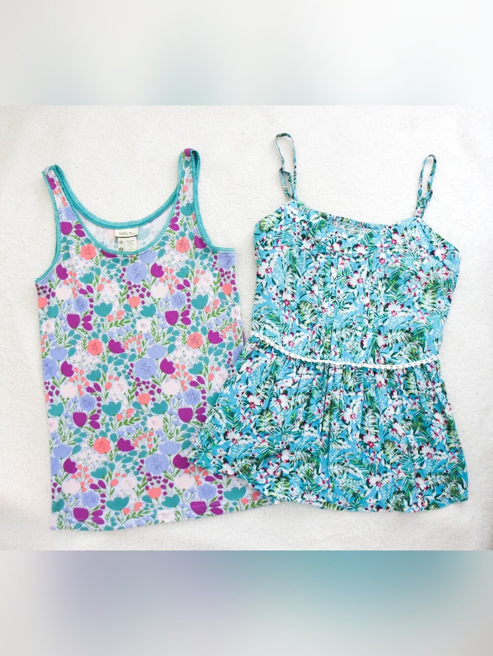 *Matilda Jane* Lot of 2 Floral Tops (Ribbed Tank & Adjustable Camisole) - Small